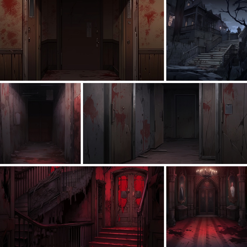 【TRPG背景素材】ホラーパック80枚|廃墟・密室・廊下