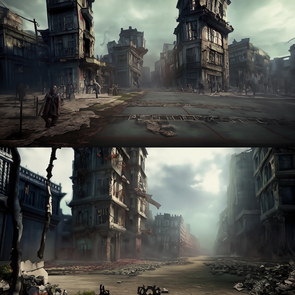 【フリー素材】ゾンビアポカリプスの都市の背景5枚セット