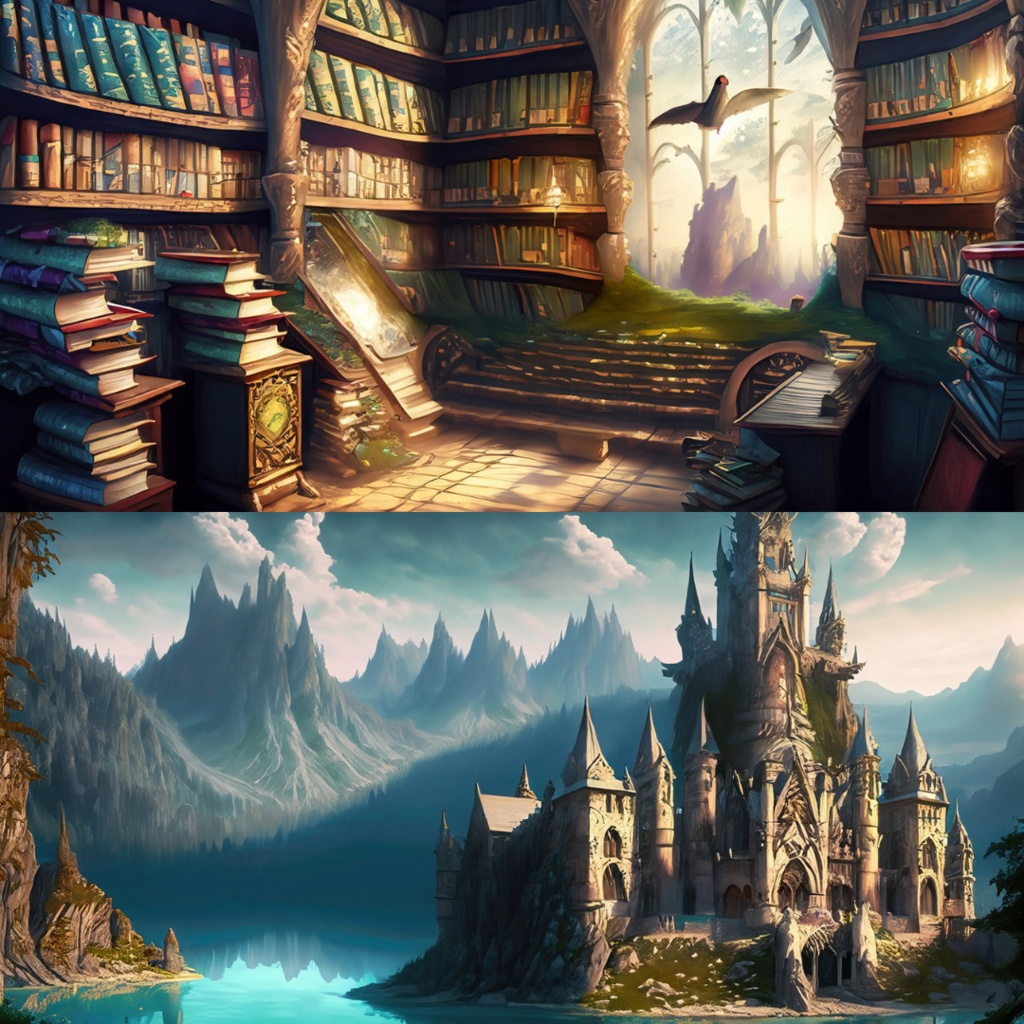 【フリー素材】TRPGに使えそうな背景イラスト|魔法学校の校舎・廊下・図書室・闘技場