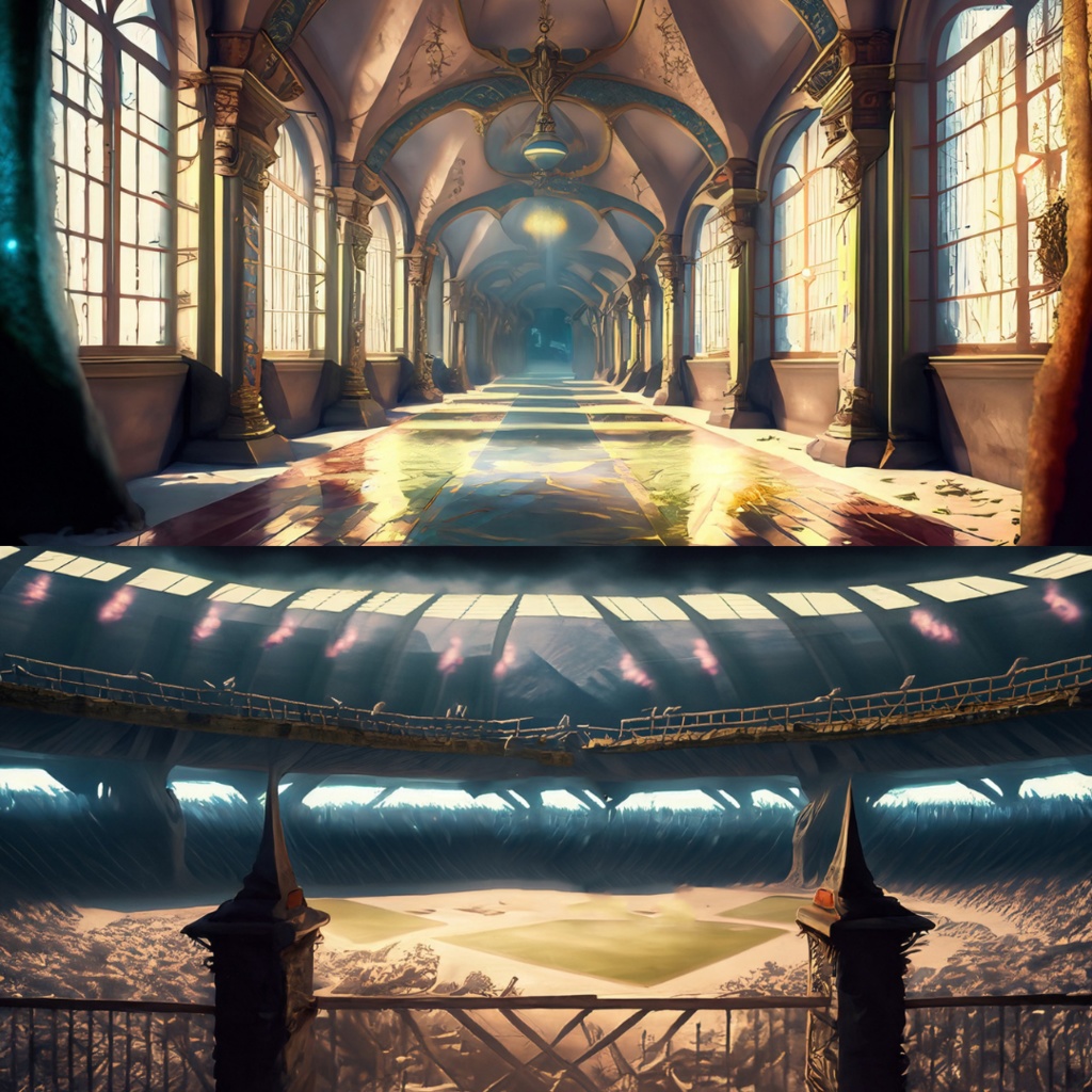 【フリー素材】TRPGに使えそうな背景イラスト|魔法学校の校舎・廊下・図書室・闘技場