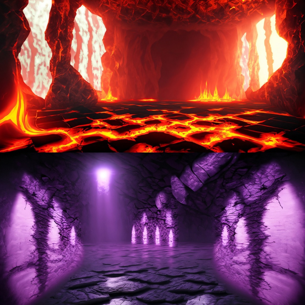 【フリー素材】TRPGに使えそうな背景イラスト|ダンジョン(炎・氷・森・闇・近未来)