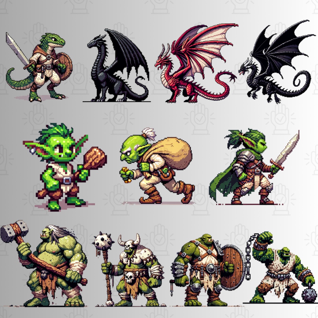 【サイドビュー素材】RPG風の敵・モンスター62枚|スライム・ゴブリン・ドラゴンなど