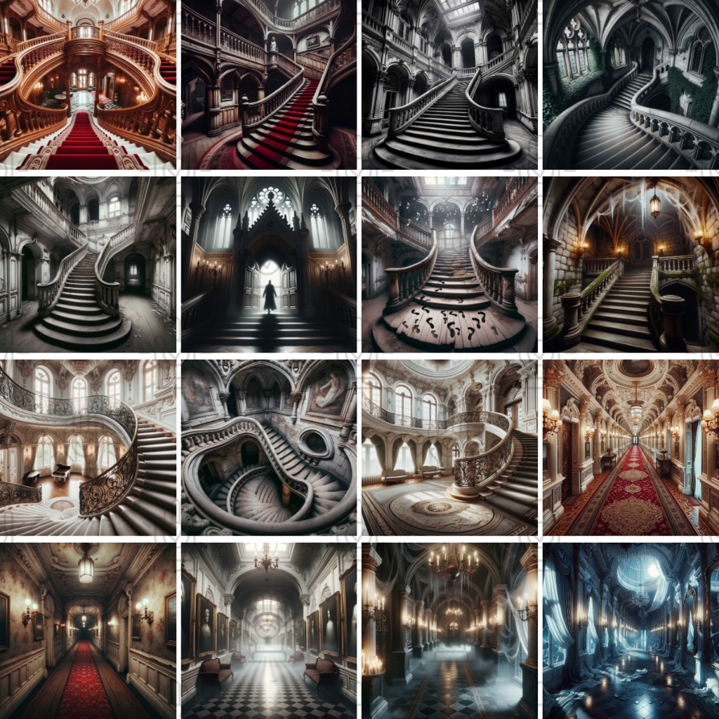 【TRPG背景素材】洋館パック86枚|祭壇・地下通路・密室・廊下・昼夜