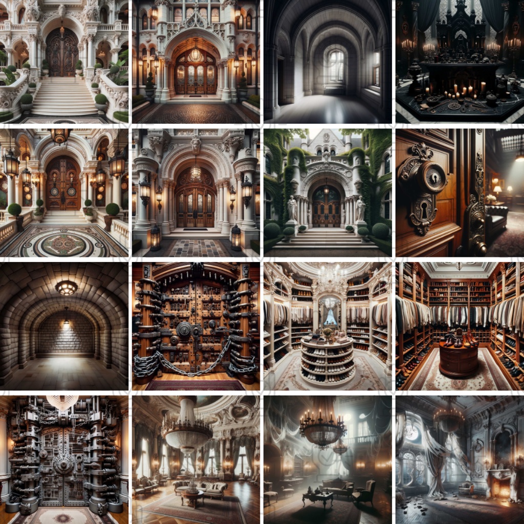 【TRPG背景素材】洋館パック86枚|祭壇・地下通路・密室・廊下・昼夜