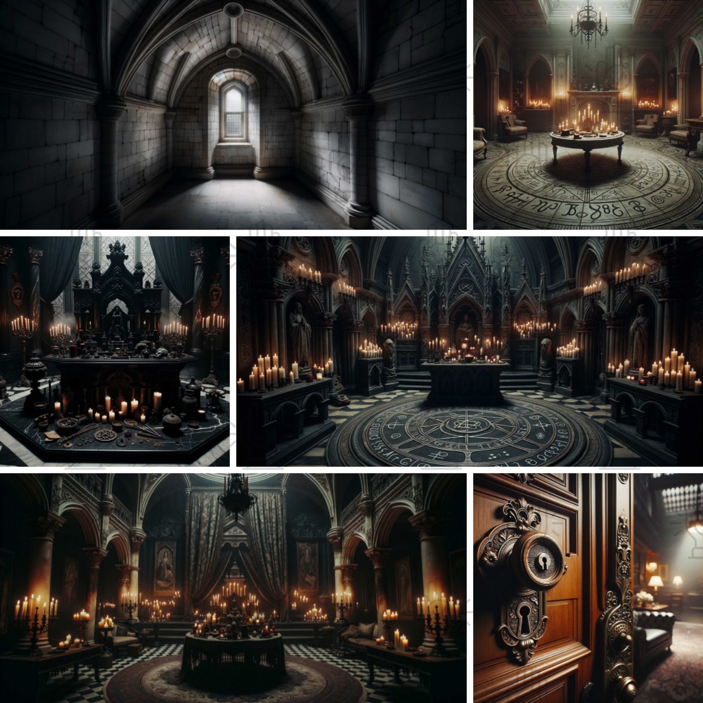 【TRPG背景素材】洋館パック86枚|祭壇・地下通路・密室・廊下・昼夜