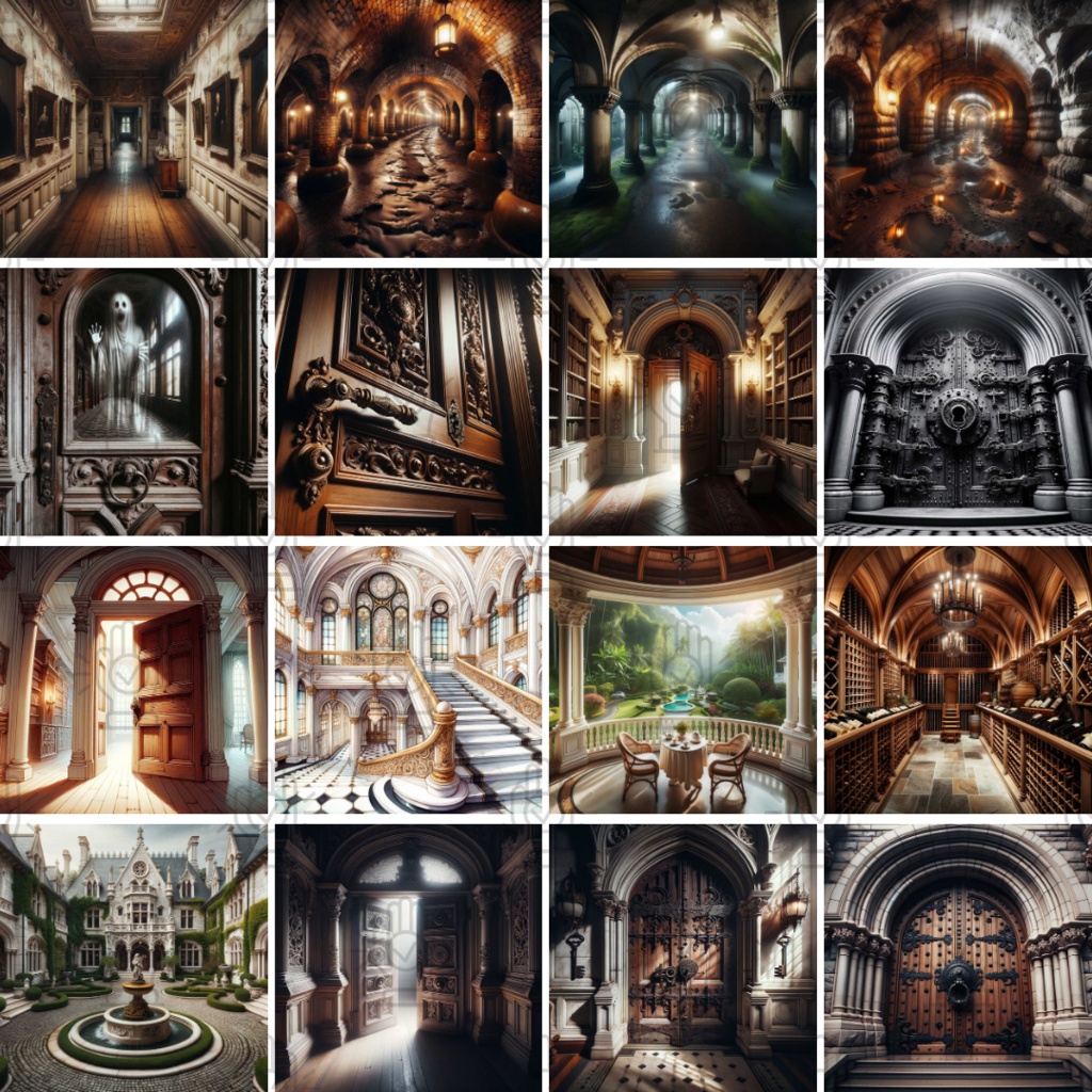 【TRPG背景素材】洋館パック86枚|祭壇・地下通路・密室・廊下・昼夜