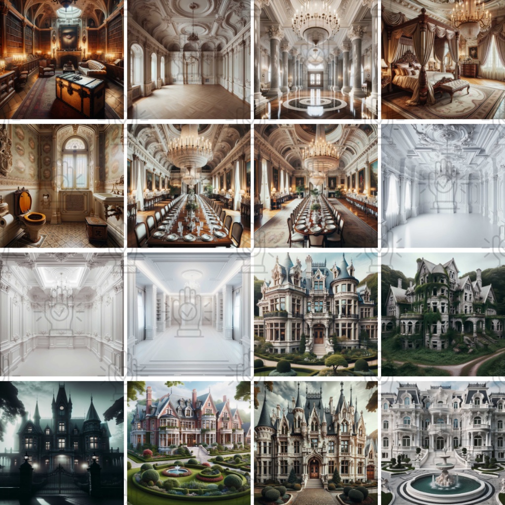 【TRPG背景素材】洋館パック86枚|祭壇・地下通路・密室・廊下・昼夜