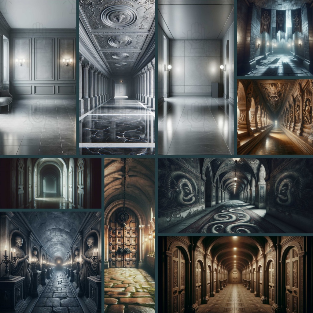 【TRPG背景素材】教団パック86枚|祭壇・廊下・鍵の扉