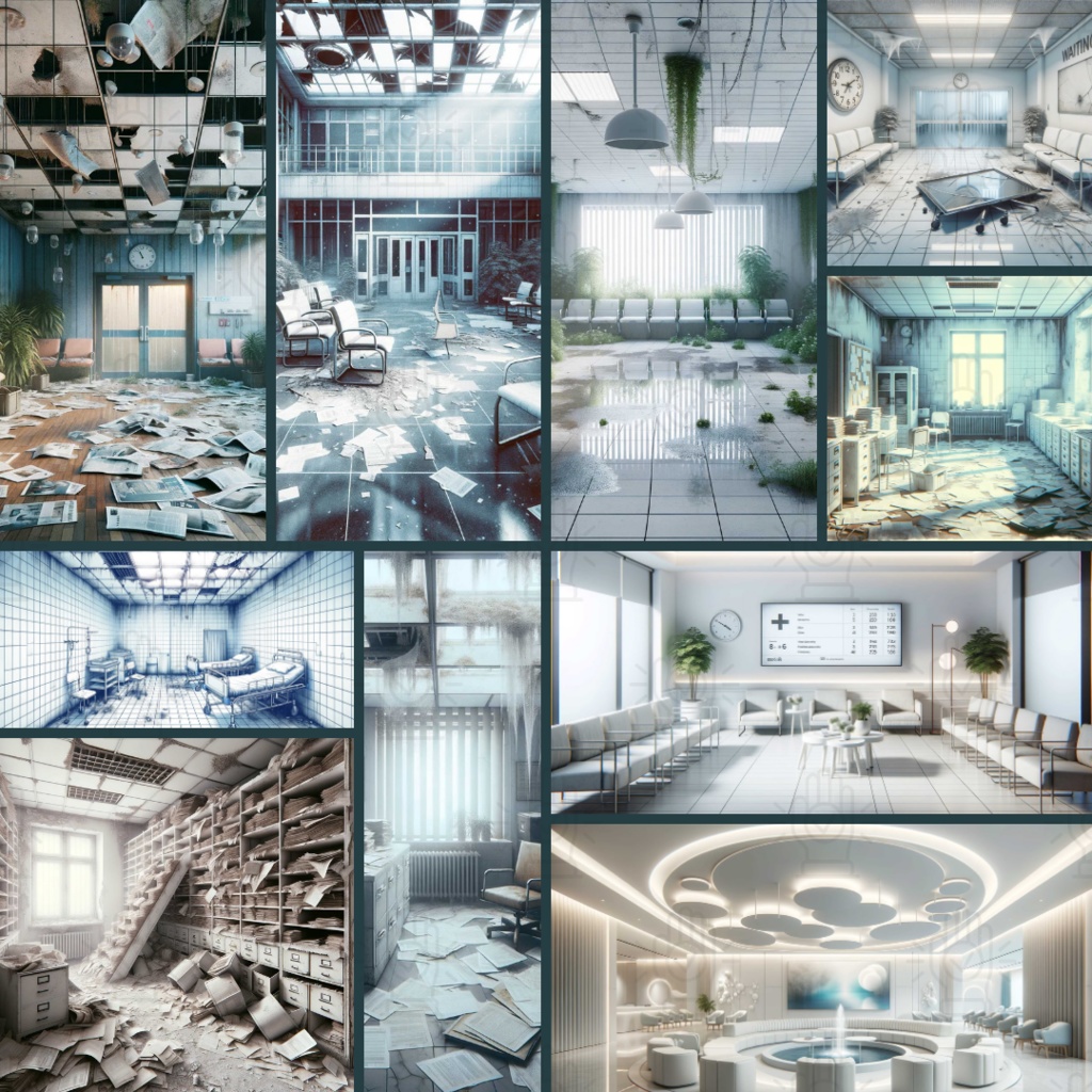 【TRPG背景素材】病院パック87枚|鍵扉・近代・廃墟化