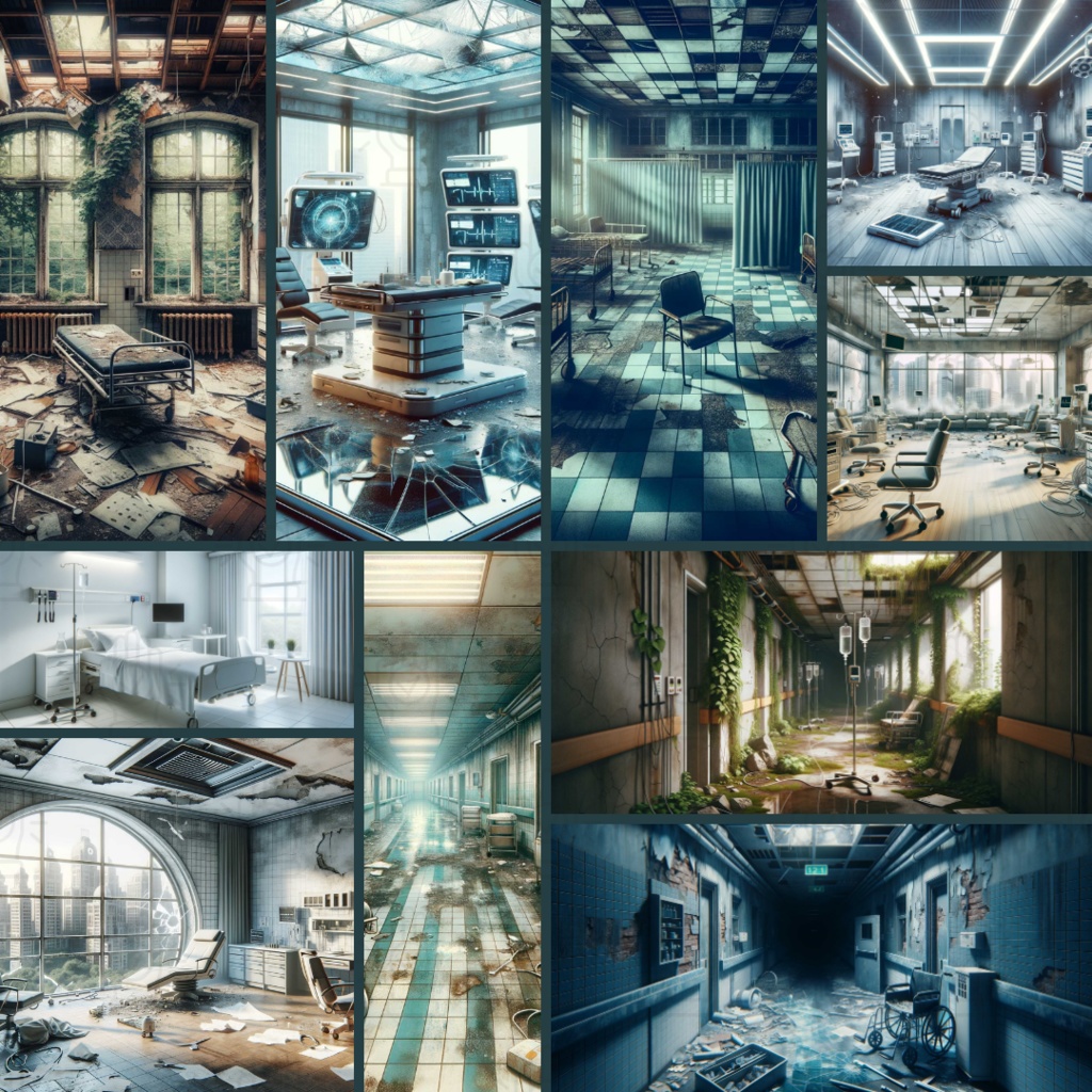 【TRPG背景素材】病院パック87枚|鍵扉・近代・廃墟化