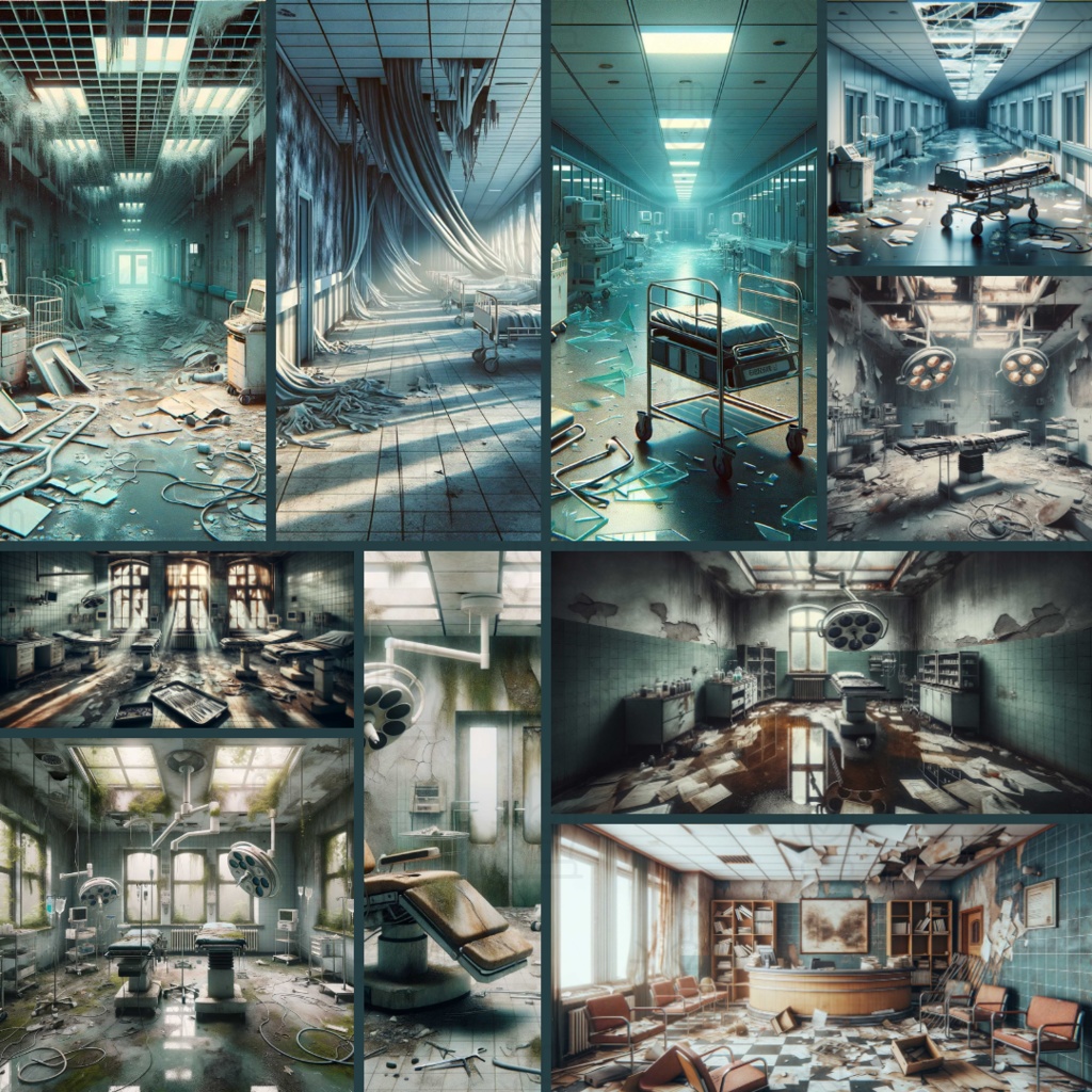 【TRPG背景素材】病院パック87枚|鍵扉・近代・廃墟化