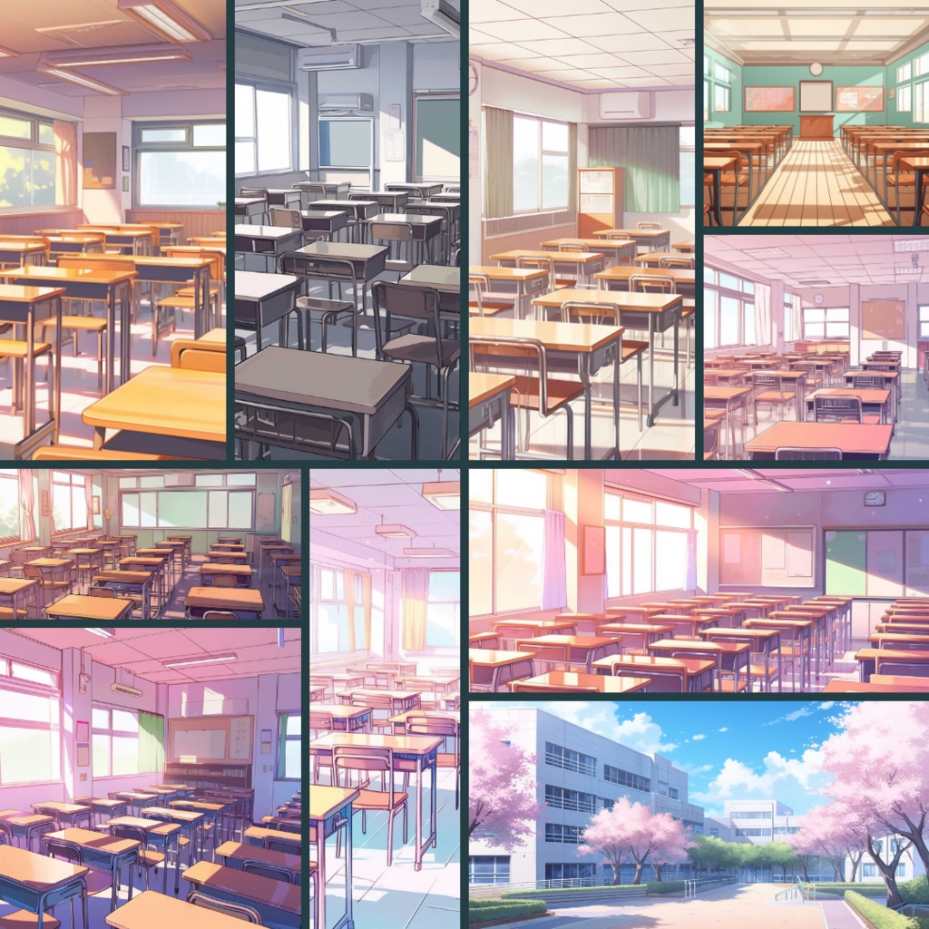 【TRPG背景素材】学校パック92枚|教室・廊下・屋上