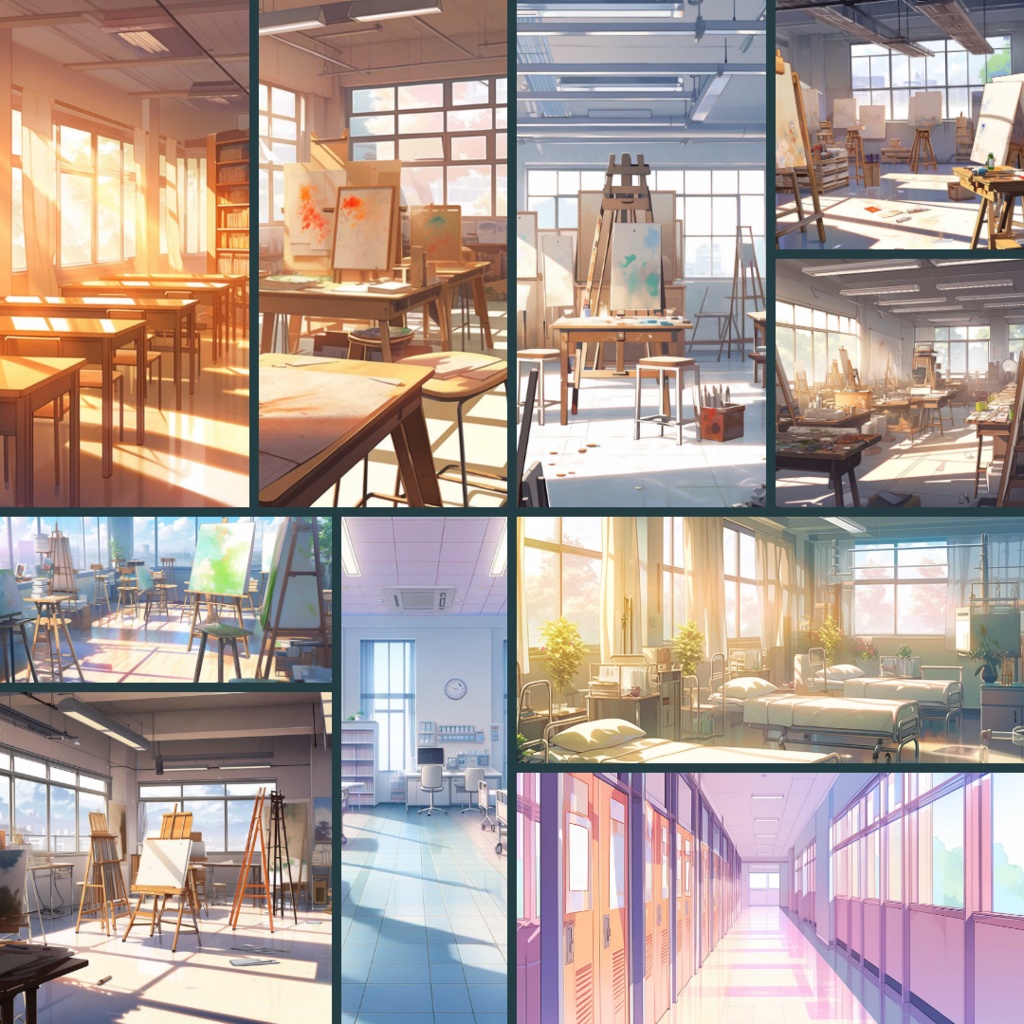 【TRPG背景素材】学校パック92枚|教室・廊下・屋上