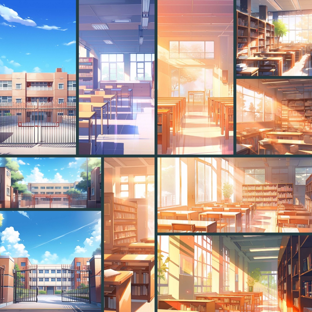 【TRPG背景素材】学校パック92枚|教室・廊下・屋上