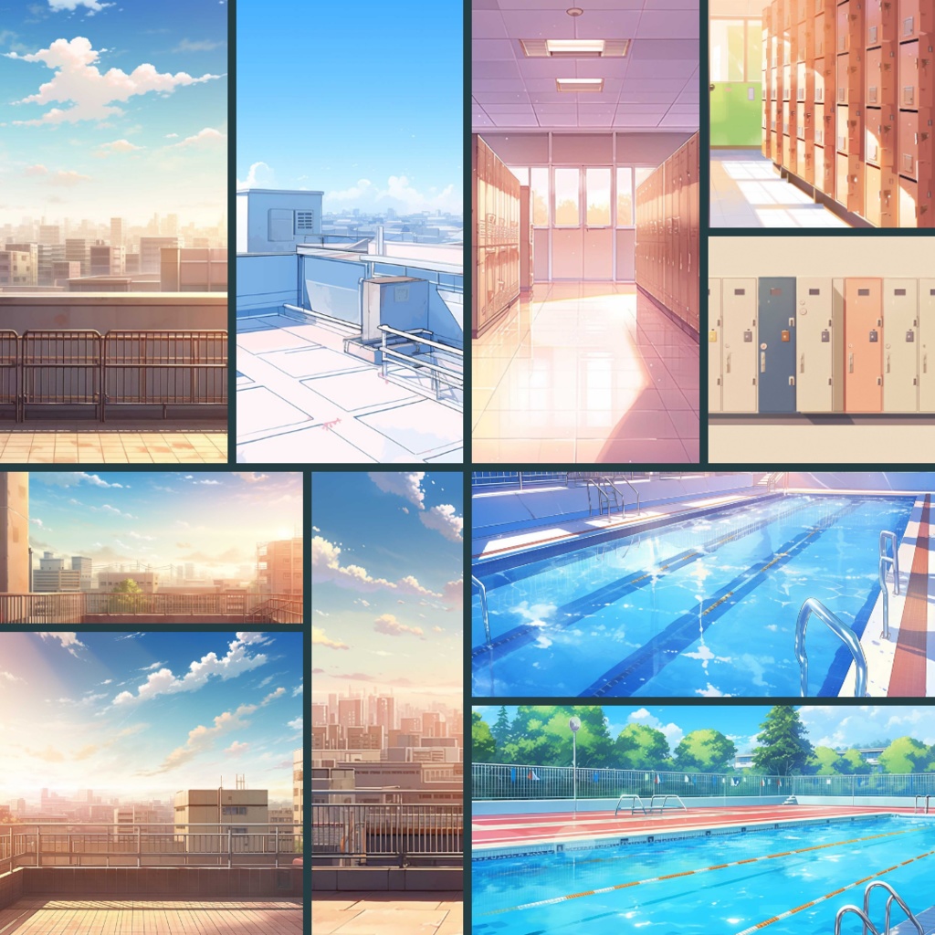 【TRPG背景素材】学校パック92枚|教室・廊下・屋上