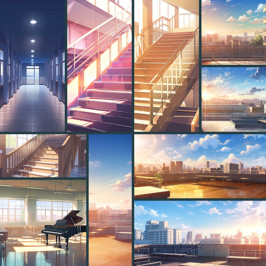 【TRPG背景素材】学校パック92枚|教室・廊下・屋上