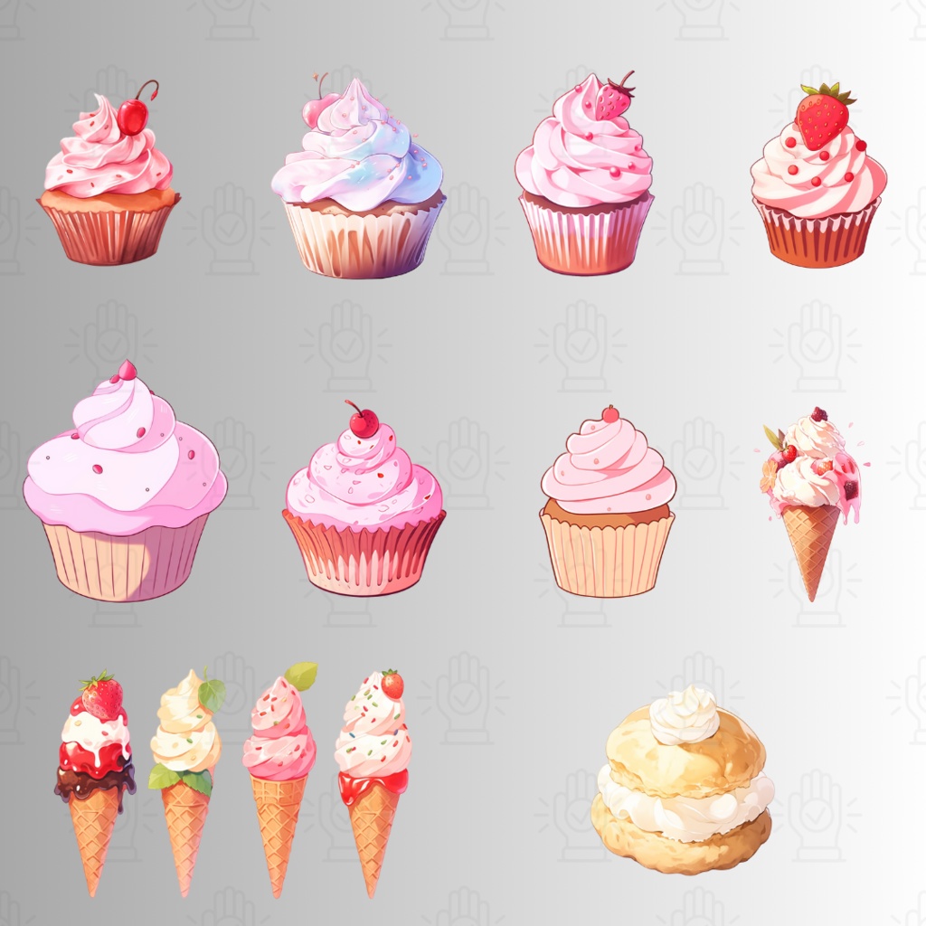 【透過済52点】デザートパック【png】|ケーキ・パフェ・タルト・クッキーなど