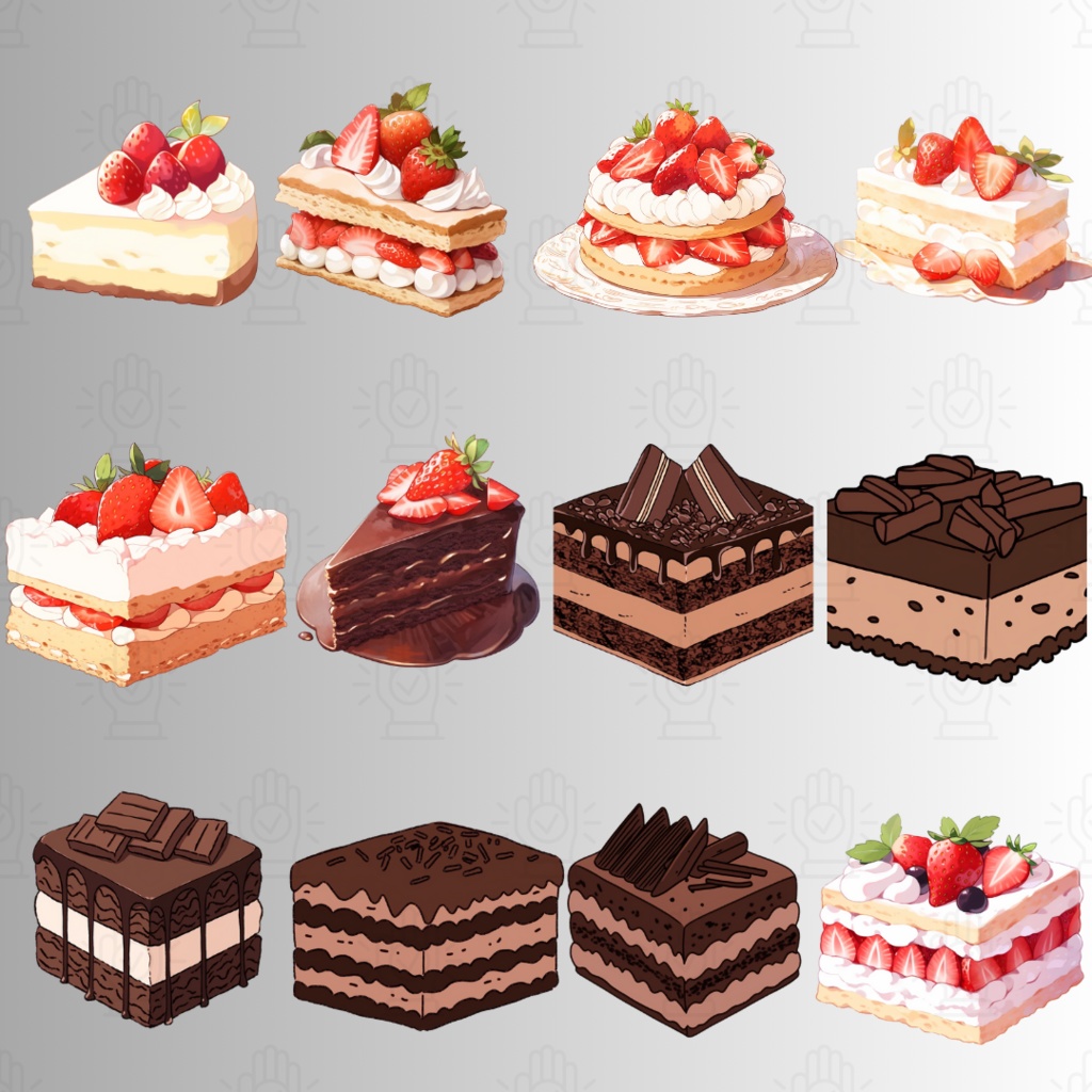 【透過済52点】デザートパック【png】|ケーキ・パフェ・タルト・クッキーなど