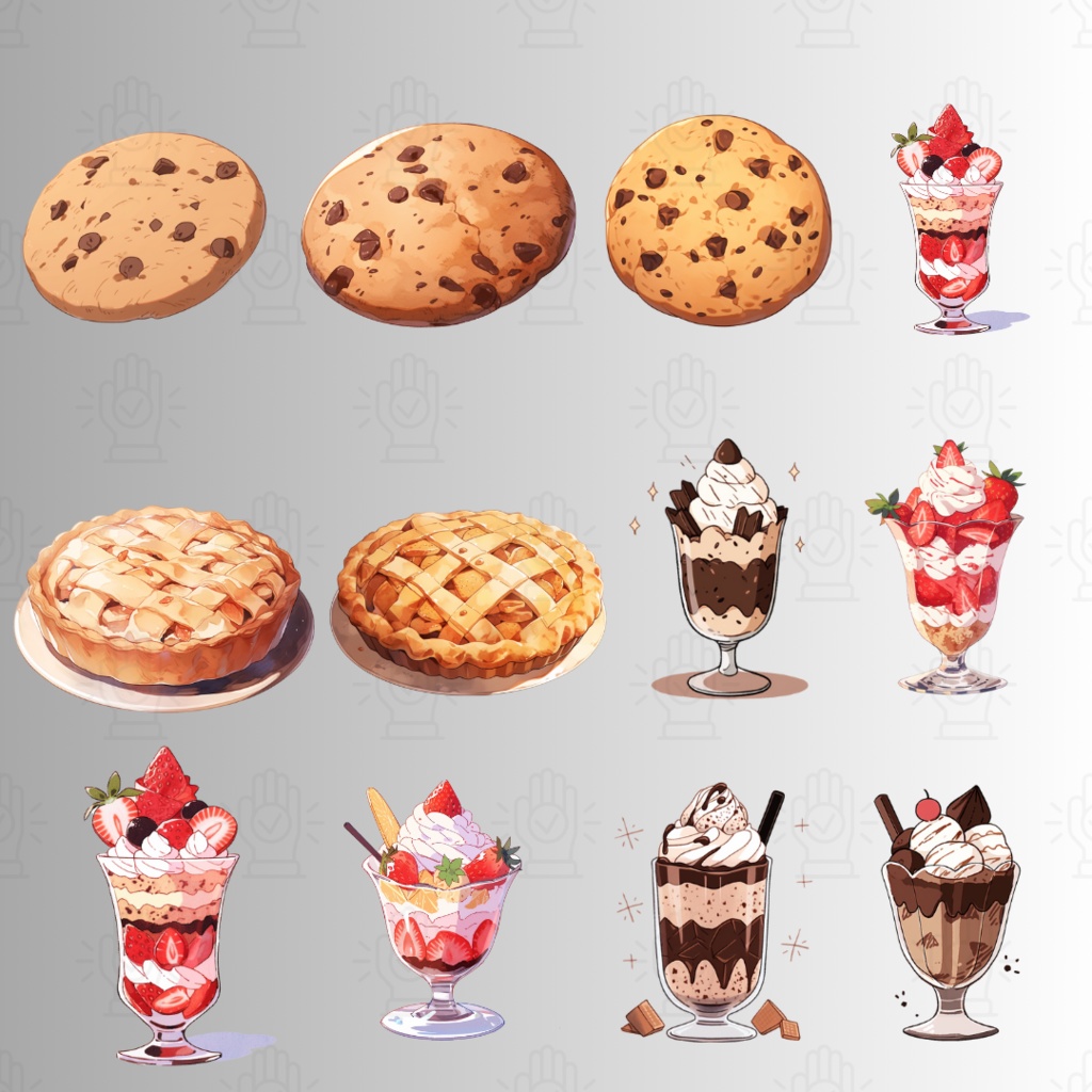 【透過済52点】デザートパック【png】|ケーキ・パフェ・タルト・クッキーなど