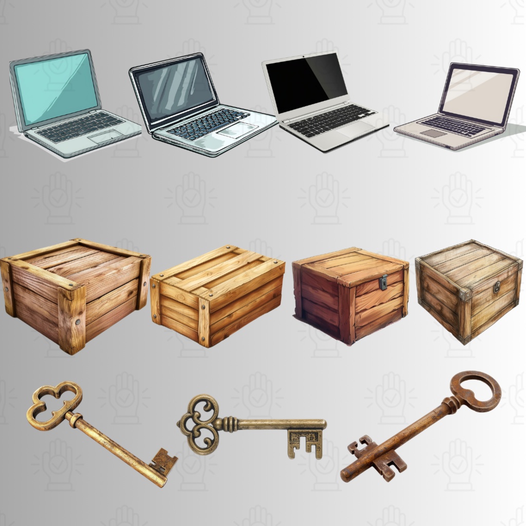 【透過済57点】アイテムパック【png】|包丁・木箱・鍵・日記帳