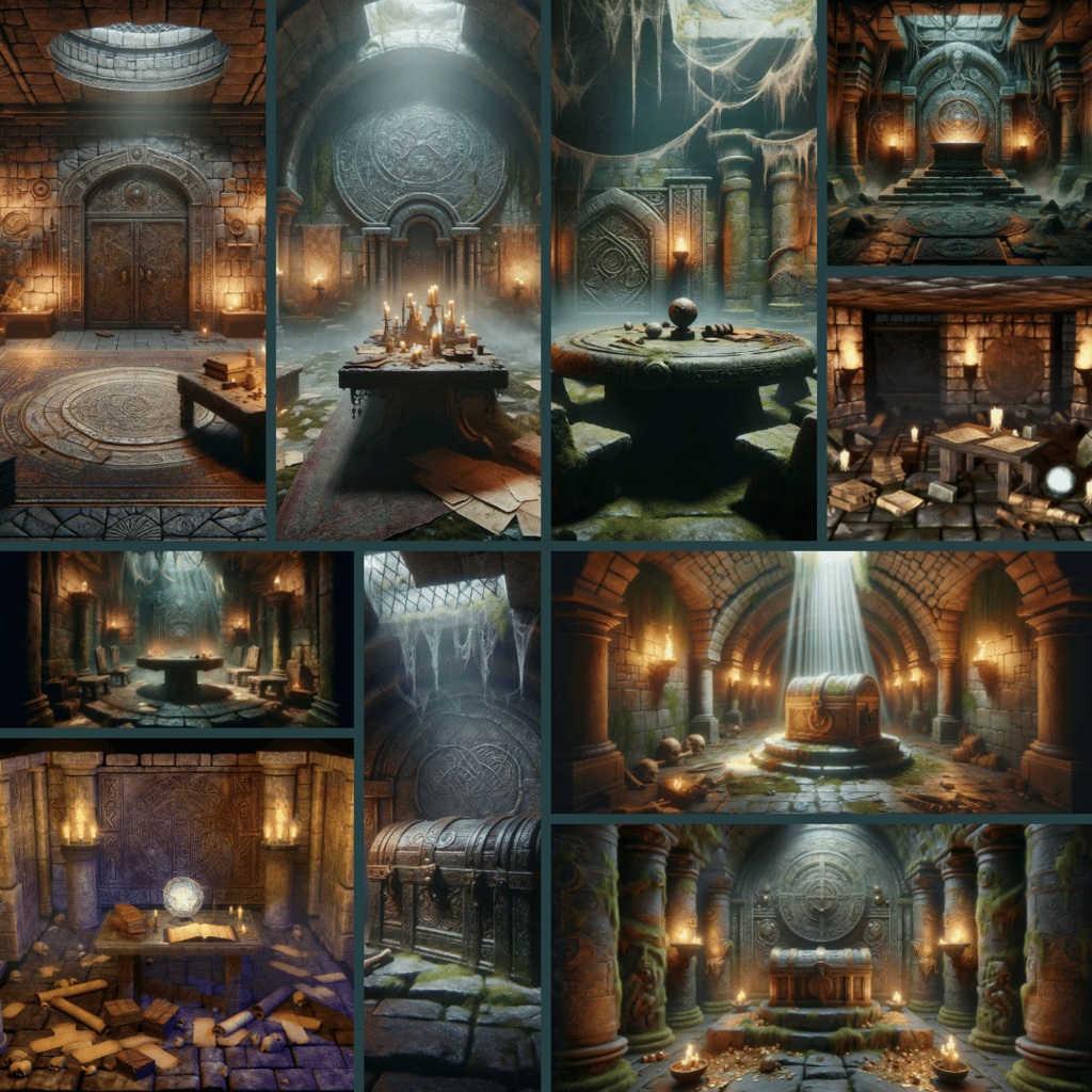 【TRPG背景素材】ダンジョンパック85枚|宝箱・ボス部屋・罠・溶岩