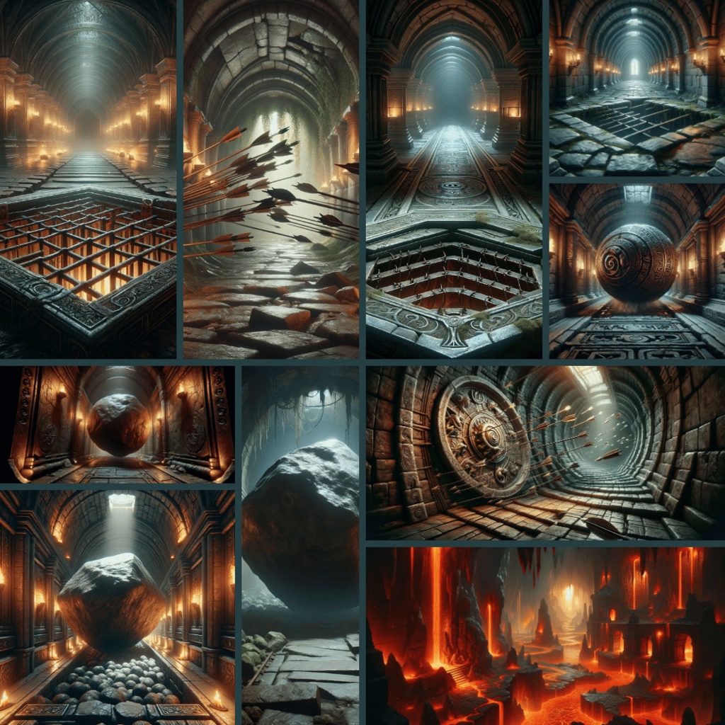 【TRPG背景素材】ダンジョンパック85枚|宝箱・ボス部屋・罠・溶岩