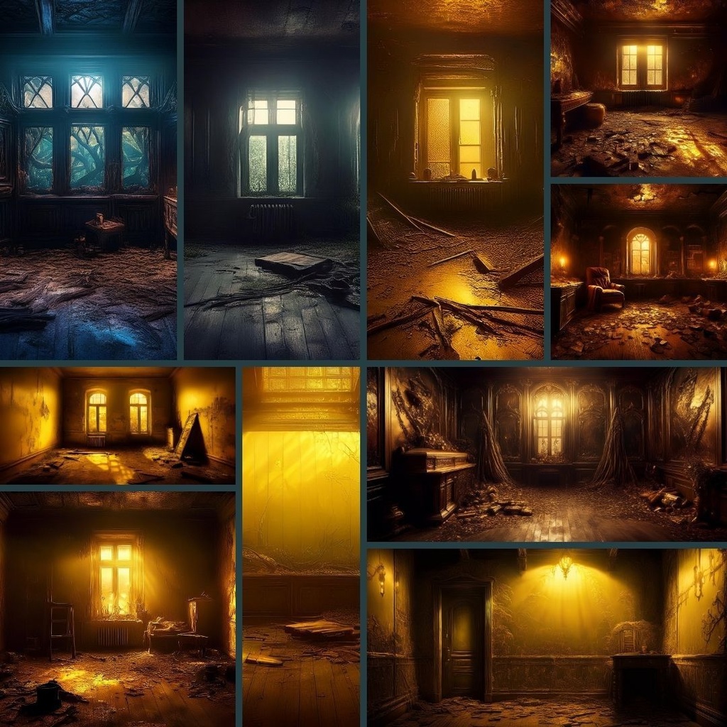 【TRPG背景素材】薄あかりの廃墟48枚|他と被らない色違い12色