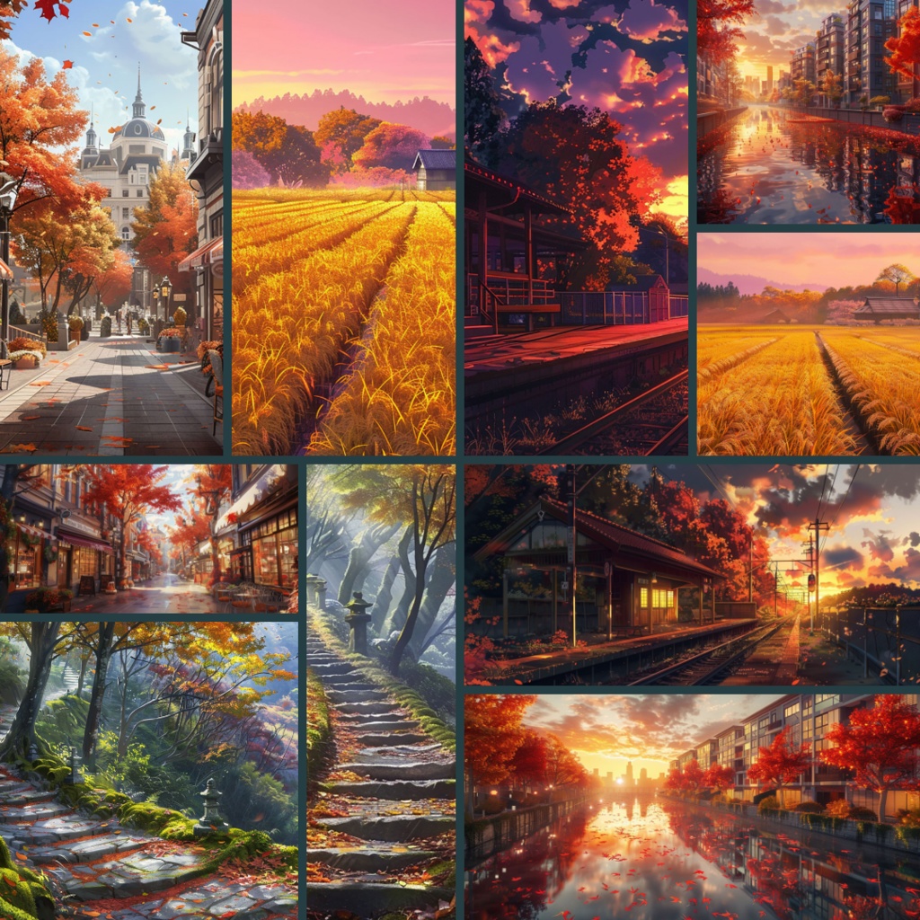 【背景素材】春夏秋冬パック200枚|校門・プール・桜・クリスマス・通学路・住宅街