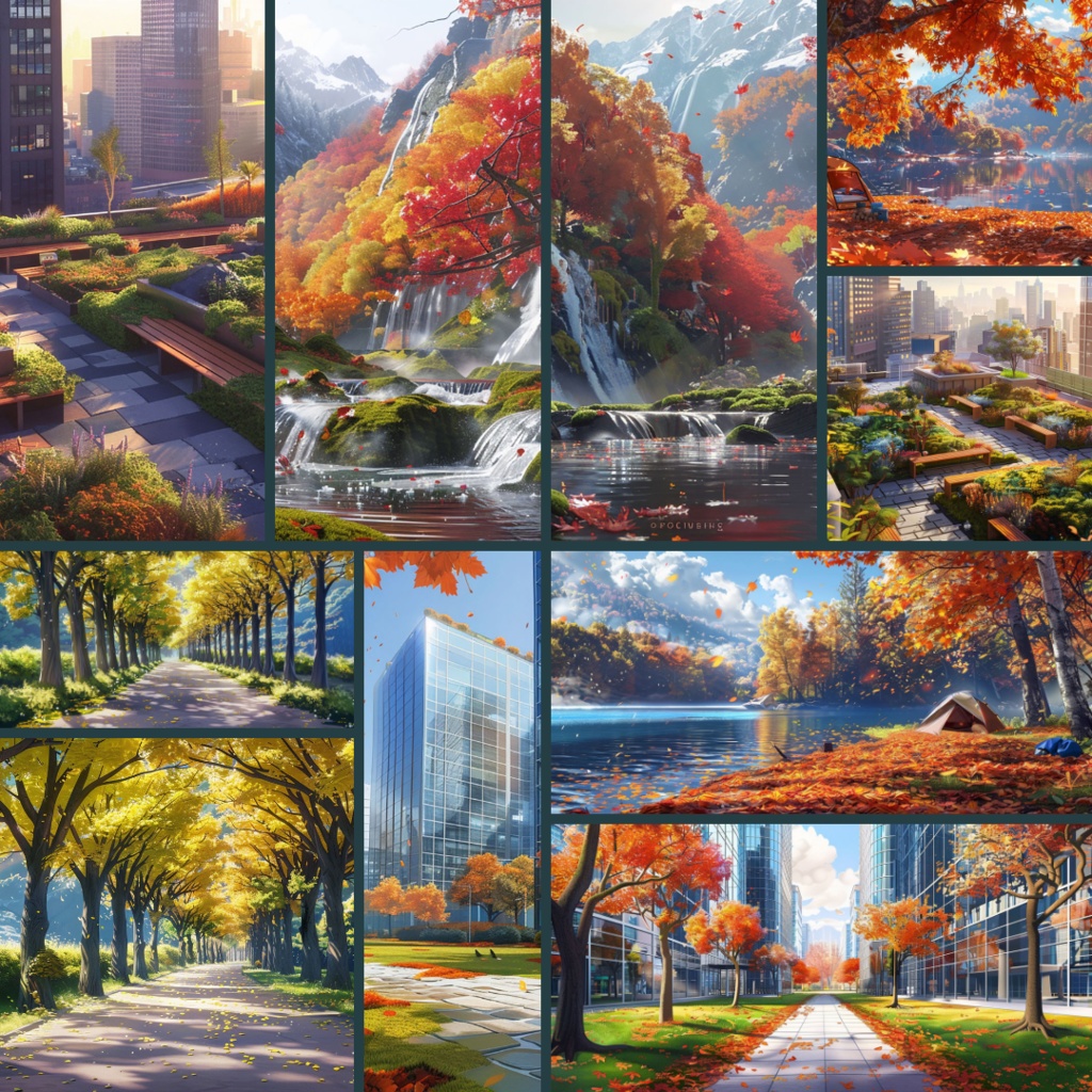 【背景素材】春夏秋冬パック200枚|校門・プール・桜・クリスマス・通学路・住宅街