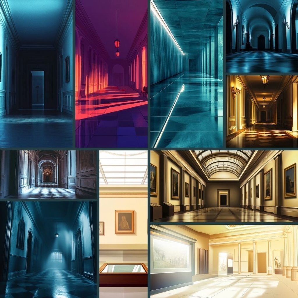 【TRPG背景素材】美術館・博物館パック60枚|展示室・廊下・倉庫・外観・絵画の部屋