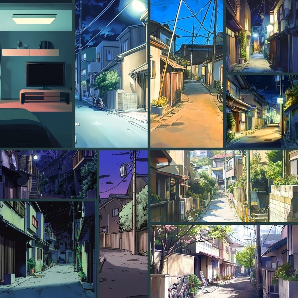 【TRPG背景素材】日常・生活パック70枚|商店街・住宅・駅・校門前・部屋・マンション