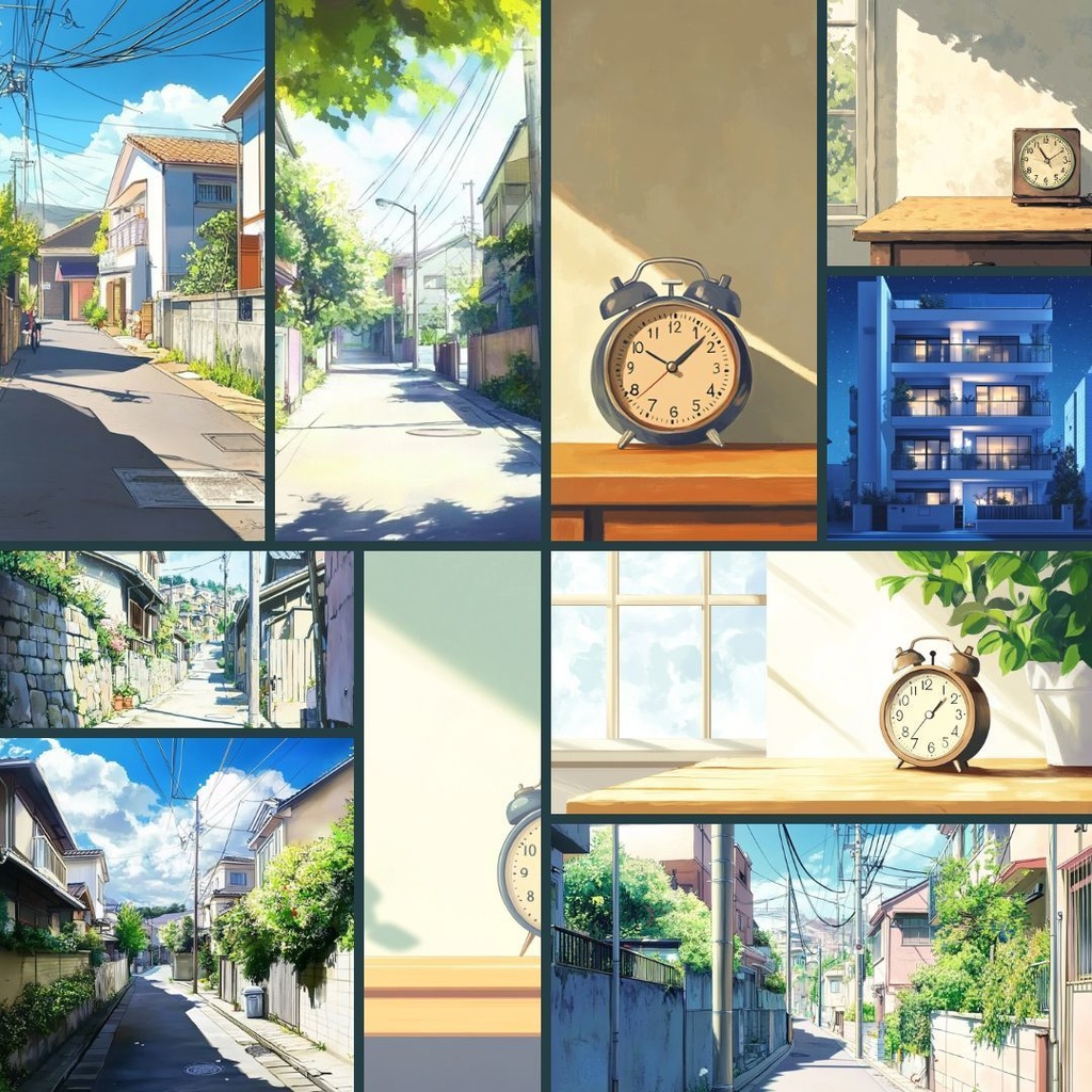 【TRPG背景素材】日常・生活パック70枚|商店街・住宅・駅・校門前・部屋・マンション