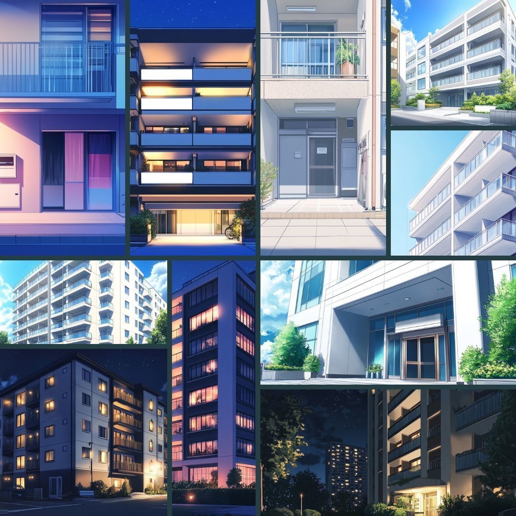 【TRPG背景素材】日常・生活パック70枚|商店街・住宅・駅・校門前・部屋・マンション