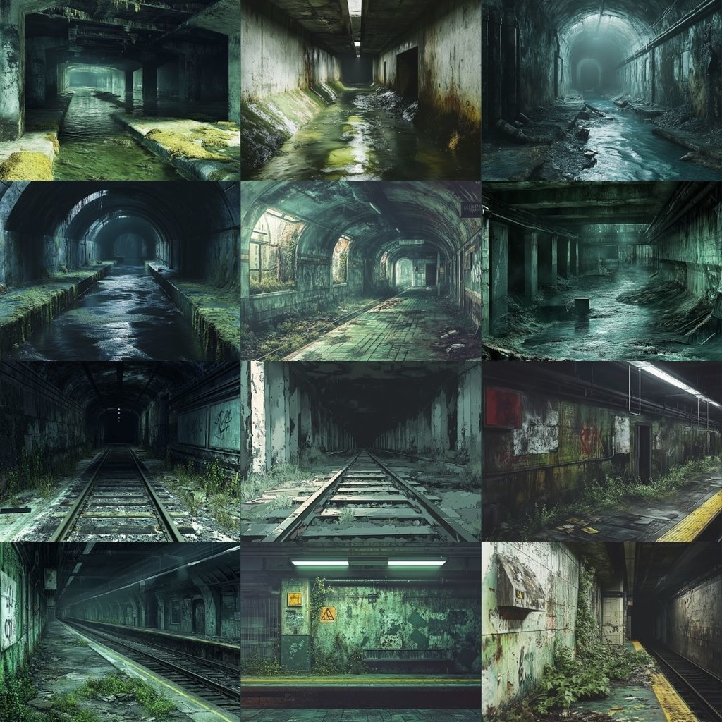 【TRPG背景素材】終末世界パック60枚|軍基地・地下鉄・発電所・地下水路・交差点・道路・バリケード