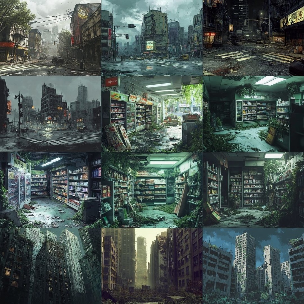 【TRPG背景素材】終末世界パック60枚|軍基地・地下鉄・発電所・地下水路・交差点・道路・バリケード