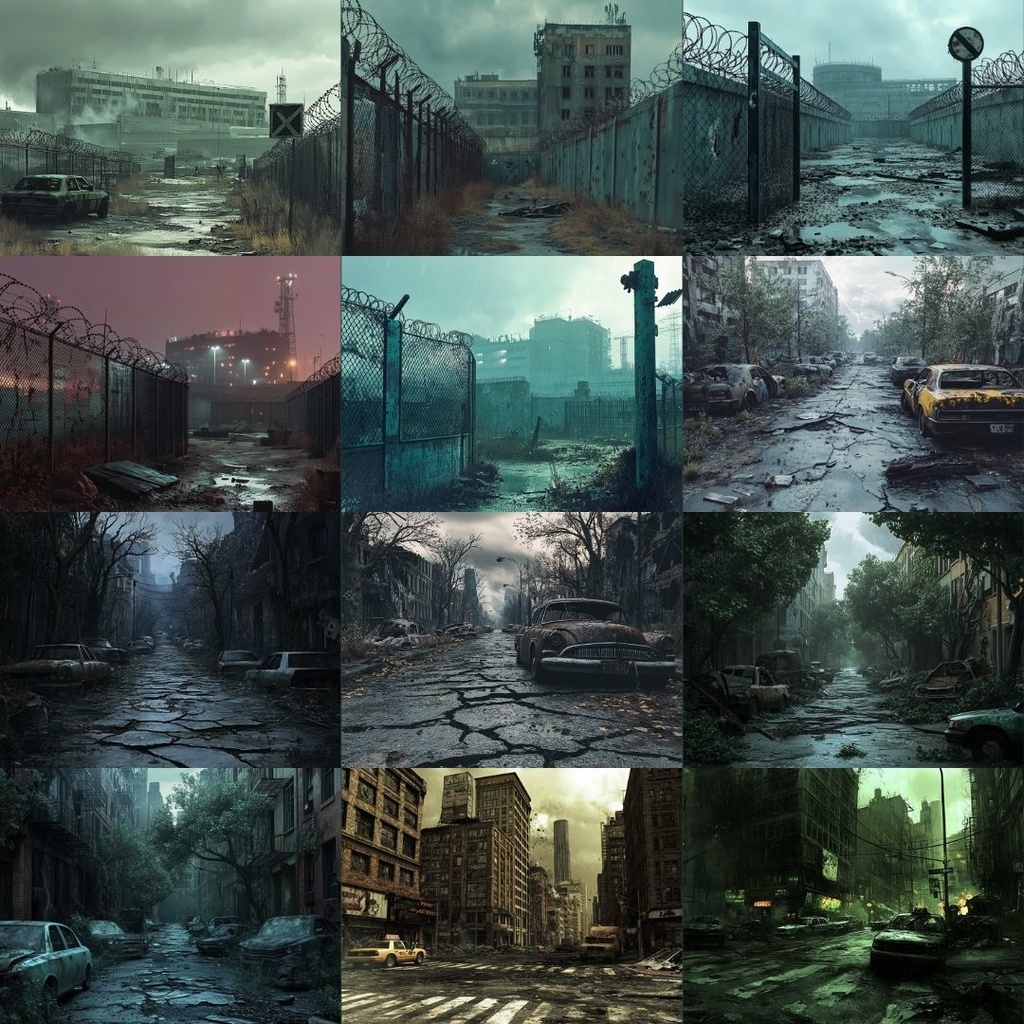 【TRPG背景素材】終末世界パック60枚|軍基地・地下鉄・発電所・地下水路・交差点・道路・バリケード