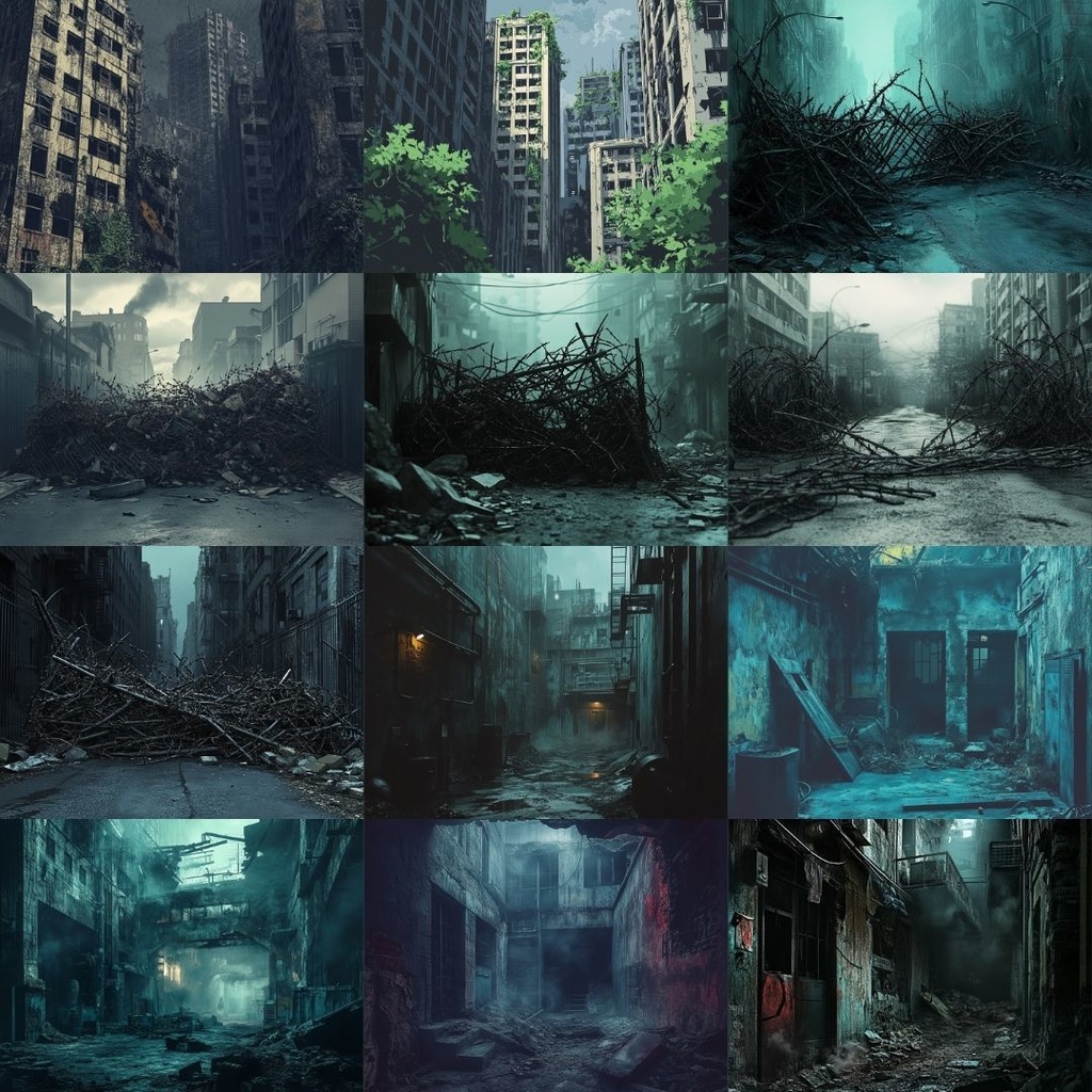 【TRPG背景素材】終末世界パック60枚|軍基地・地下鉄・発電所・地下水路・交差点・道路・バリケード