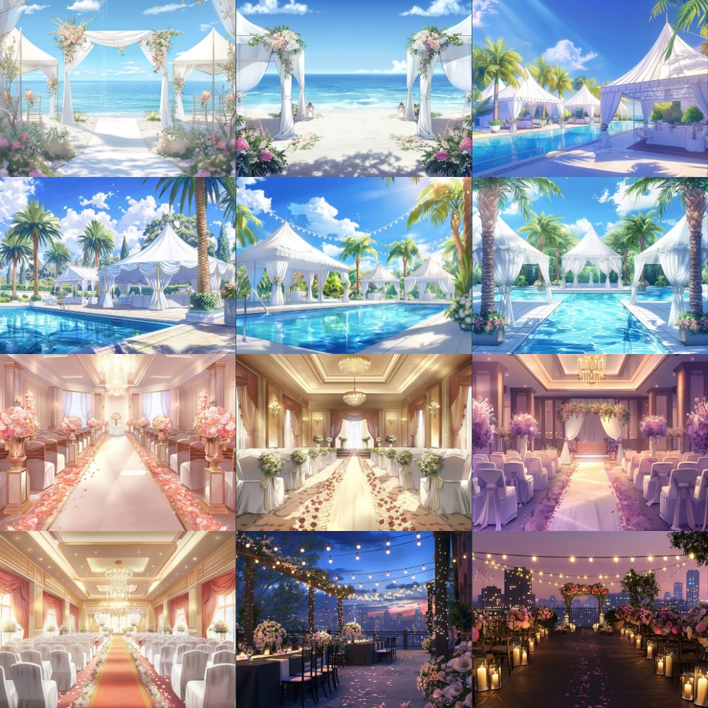 【TRPG背景素材】結婚式パック60枚|チャペル・パーティー会場・ホテル・ビーチ・大自然・大聖堂