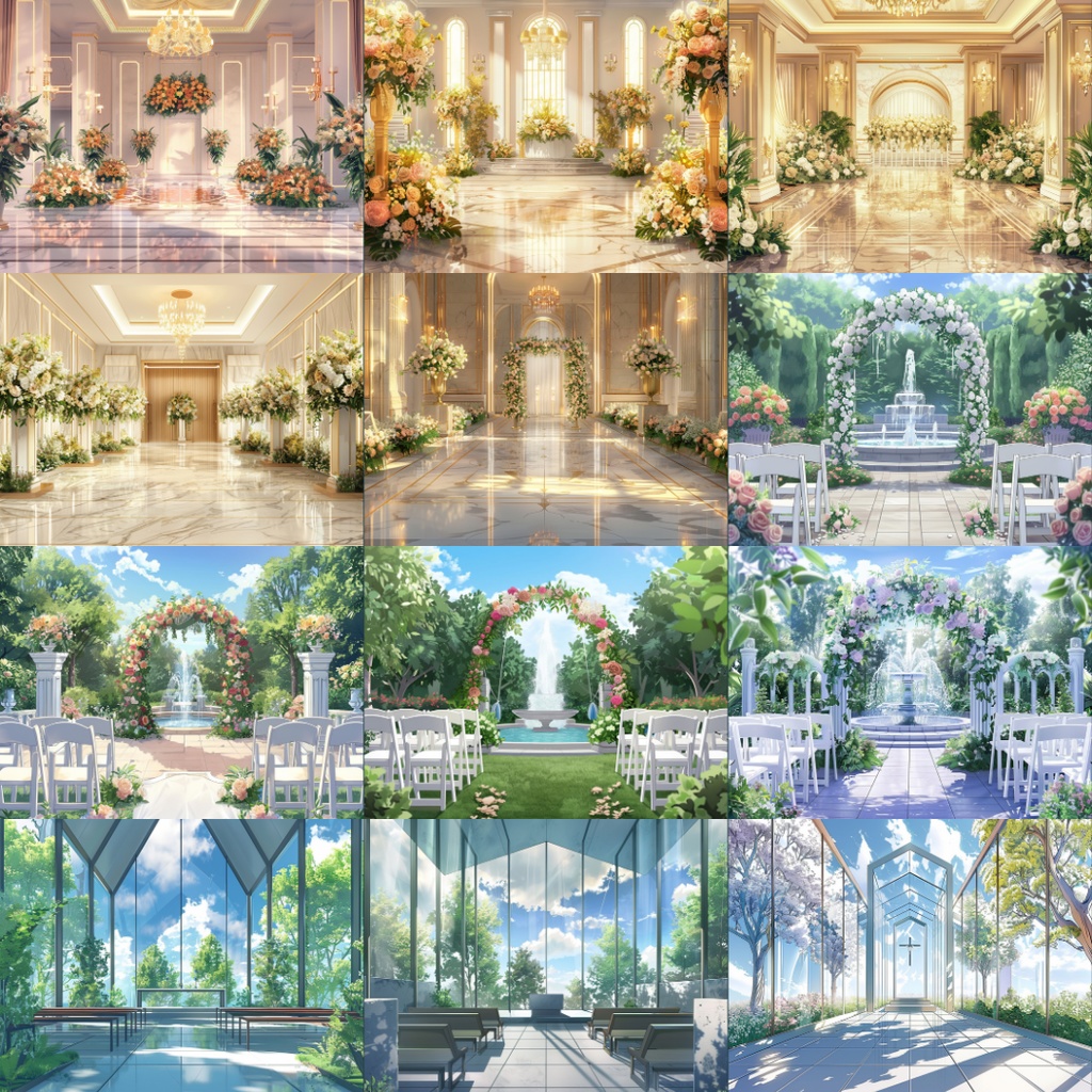 【TRPG背景素材】結婚式パック60枚|チャペル・パーティー会場・ホテル・ビーチ・大自然・大聖堂