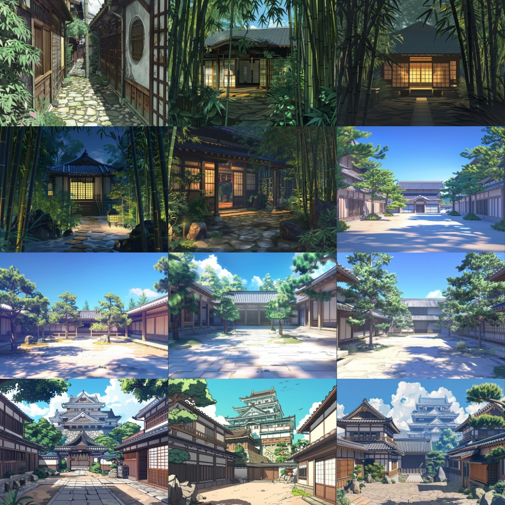 【TRPG背景素材】江戸時代パック60枚|商店街・屋敷・中庭・広場・城・茶屋・石畳