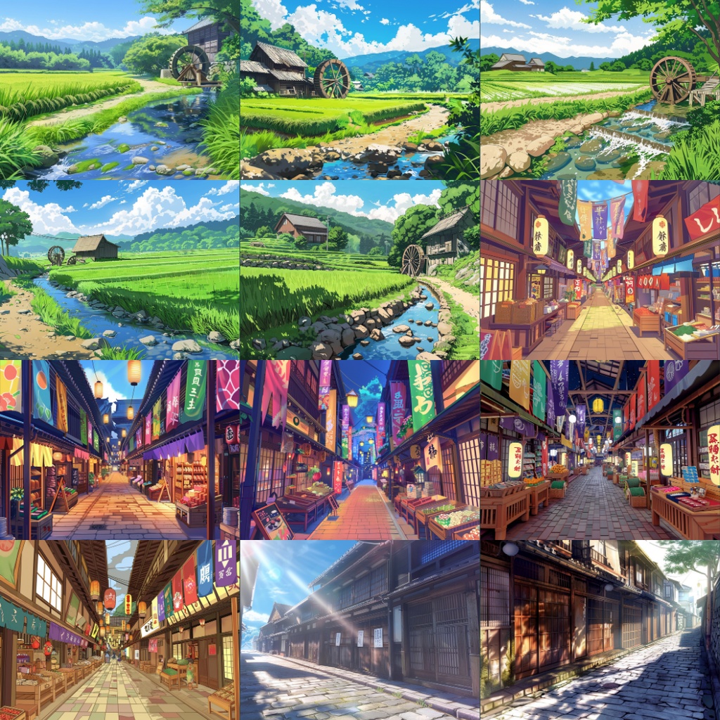 【TRPG背景素材】江戸時代パック60枚|商店街・屋敷・中庭・広場・城・茶屋・石畳