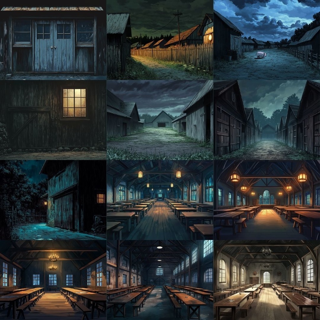 【TRPG背景素材】養豚場パック60枚|ホラー・豚舎・解体室・食堂・冷凍庫・機械室・物置・地下への階段・鍵付きの扉