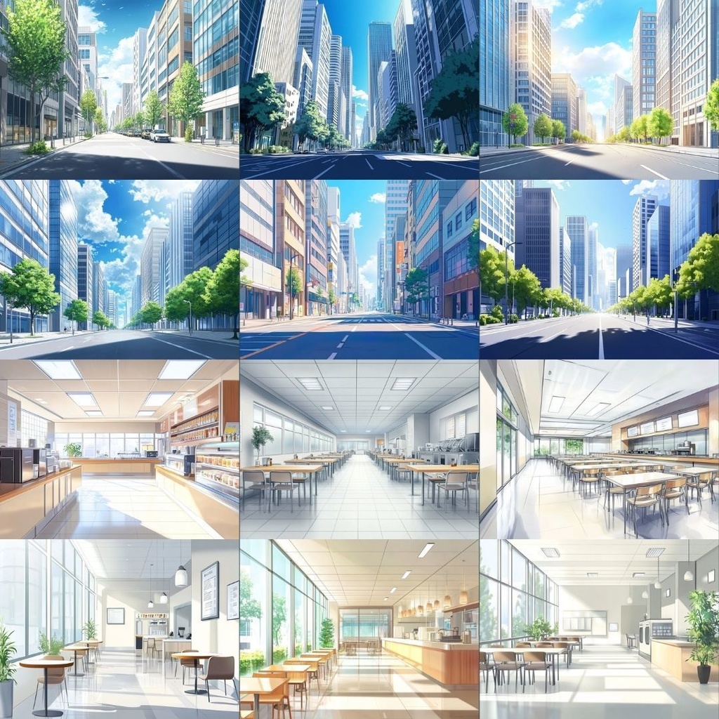 【TRPG背景素材】オフィス街パック60枚|受付エリア・食堂・社長室・会議室・資料室・ビル入り口・街並み・エレベーターホール・オフィス