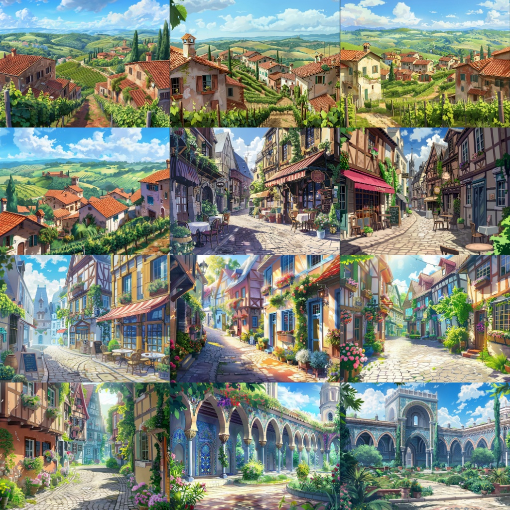 【TRPG背景素材】ヨーロッパパック60枚|街並み・建物・庭園・ブドウ畑
