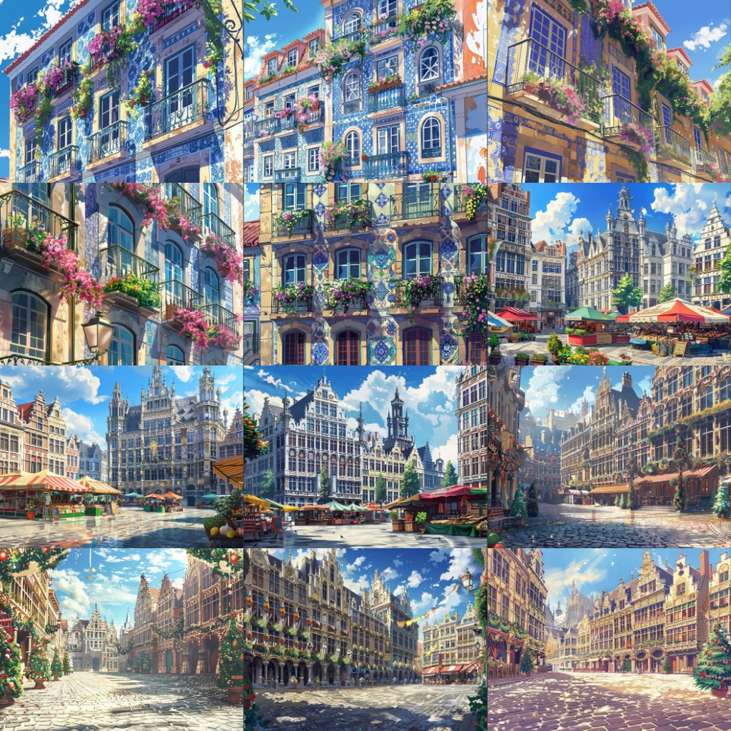 【TRPG背景素材】ヨーロッパパック60枚|街並み・建物・庭園・ブドウ畑