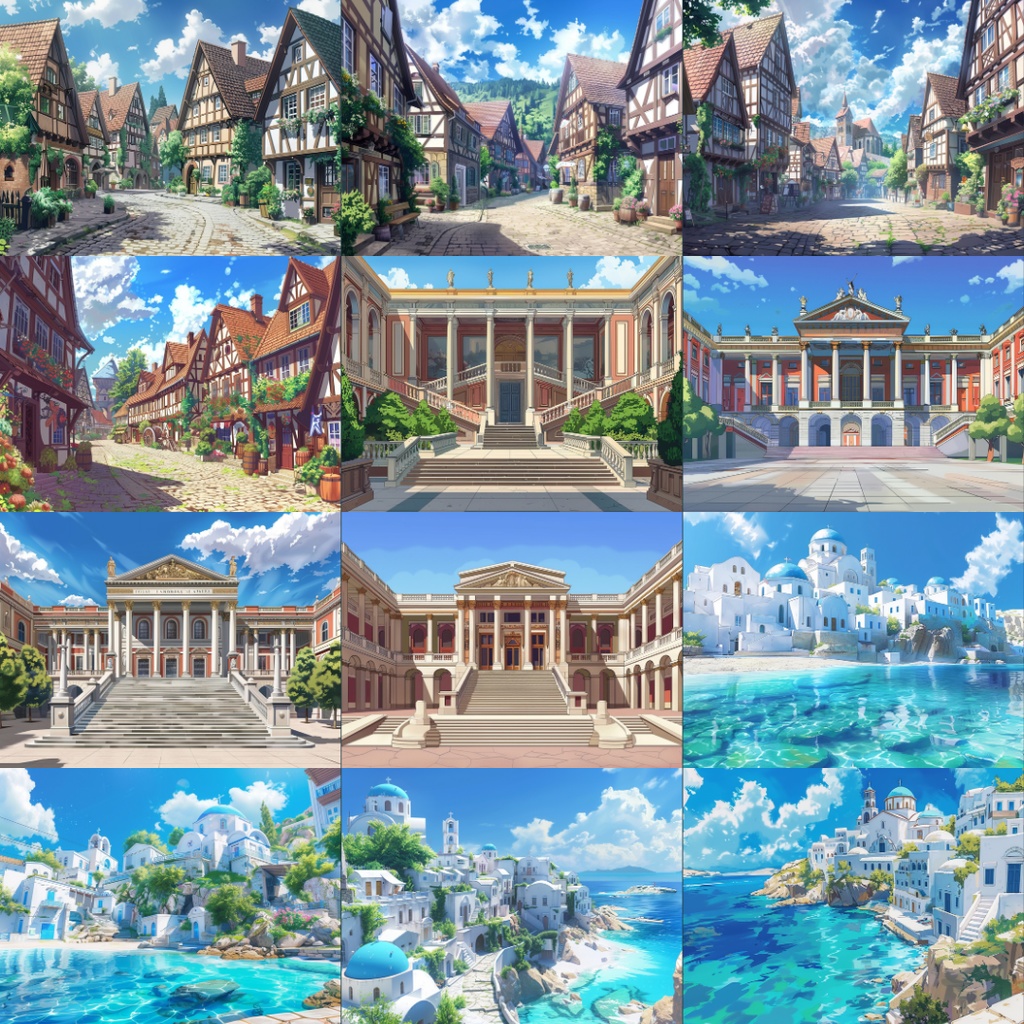 【TRPG背景素材】ヨーロッパパック60枚|街並み・建物・庭園・ブドウ畑