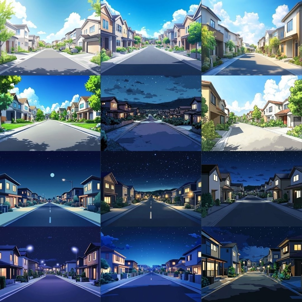 【TRPG背景素材】住宅街パック60枚|昼夜・マンションと広場・公園・夕方の路地裏