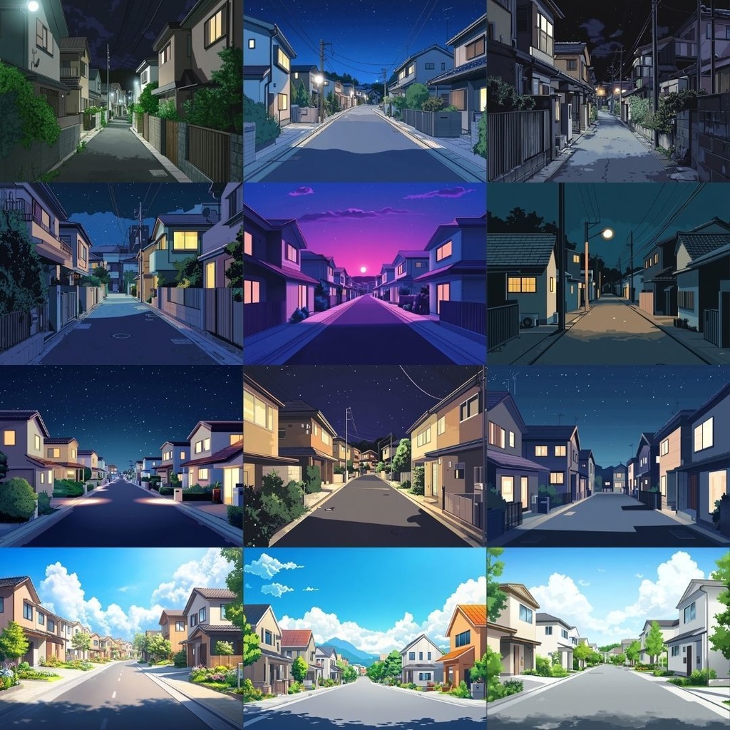 【TRPG背景素材】住宅街パック60枚|昼夜・マンションと広場・公園・夕方の路地裏