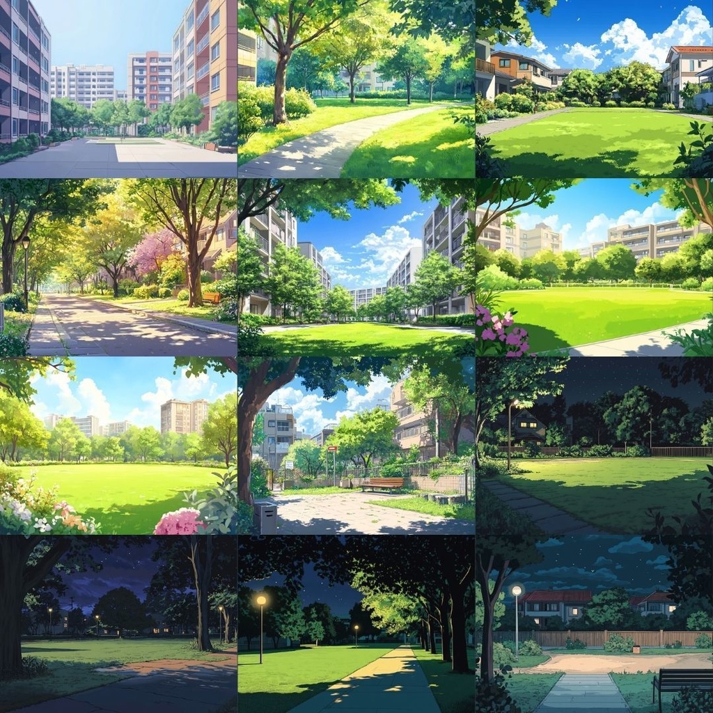 【TRPG背景素材】住宅街パック60枚|昼夜・マンションと広場・公園・夕方の路地裏