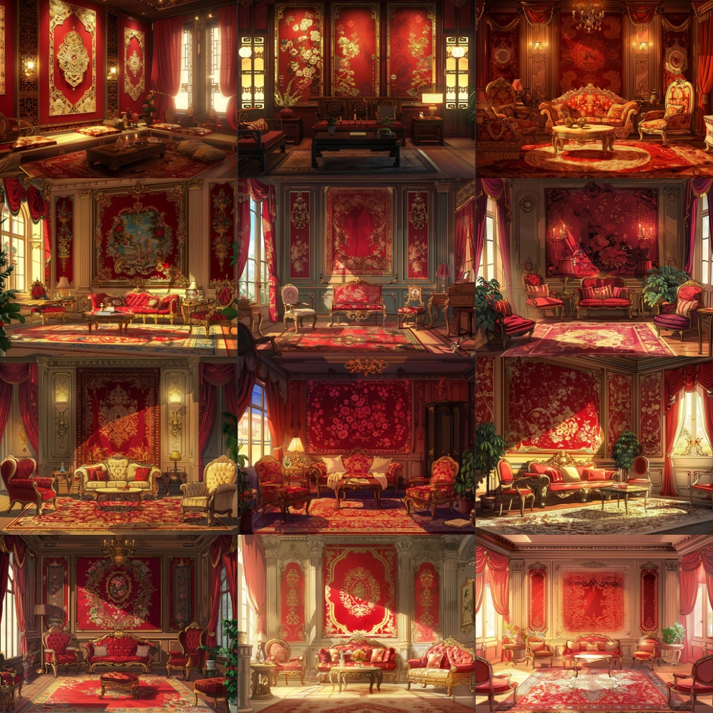 【TRPG背景素材】中国王宮パック195枚|お風呂場・部屋・フレーム風素材・王宮・門・階段・ホール